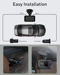 Cámara de tablero frontal y trasera, cámara de tablero dual WiFi 4K + 1080P NEW