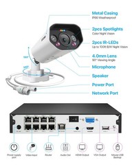 ZOSI 8CH 4K NVR 8MP POE Security IP Camera System 2TB Audio Record Human Detect