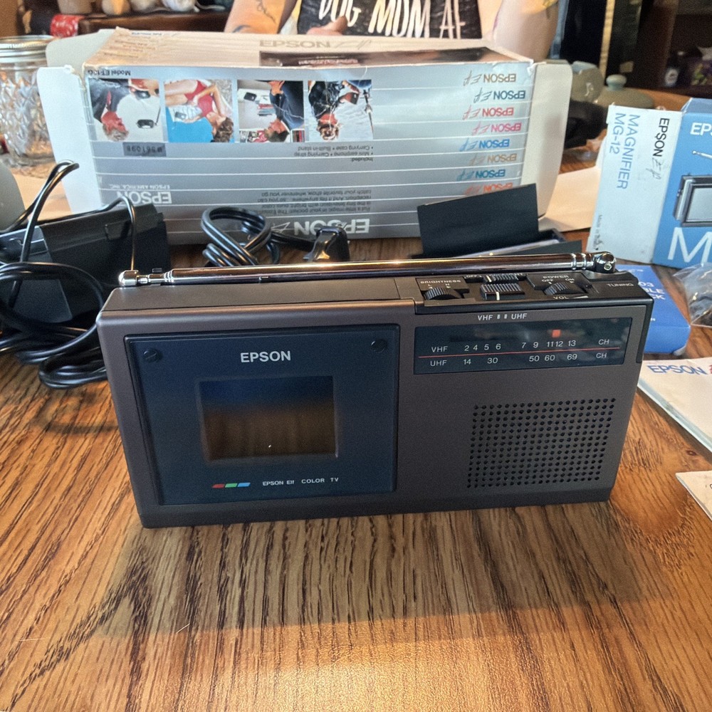 Vintage Epson “Elf” Mini Color Television, LCD Screen, Original Box, great shape