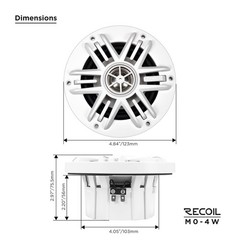 RECOIL M0-4W Coaxial Speakers 4 Inch 2-Way Marine Boat & UTV ATV 4 Ohm Pair