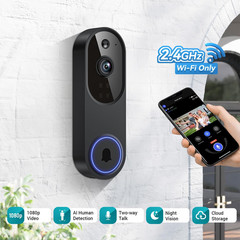 1080P Smart Video Doorbell Camera Wireless Doorbell Receiver Included Live View