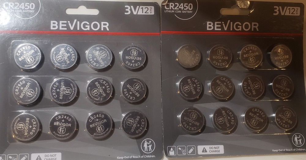 Bevigor CR2450 3V Coin Battery 12 Pack Lot of 2 Total of 24
