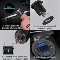12V-24V PD+QC3.0 Dual USB Car Fast Charger Power Socket Outlet LED Voltmeter Lot