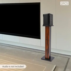 Rosewood Wood-Grain MDF Speaker Stands Pair 35.4″ (90cm) Sand-Fillable Anti-Slip