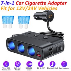 3 Way Car Cigarette Lighter Socket Splitter USB Fast Charger Power Adapter 12V