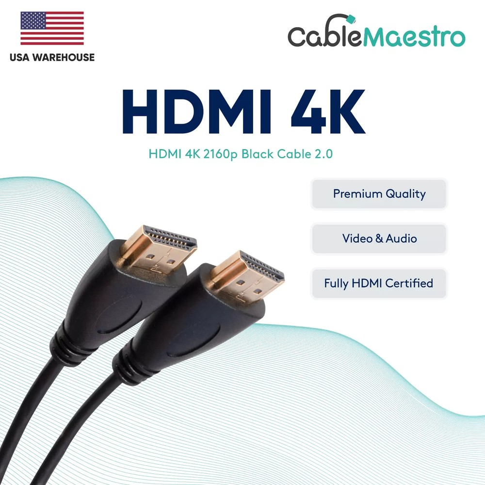 HDMI Cable Black 4K 60Hz Gold Plated 1.5-50FT Multipack LOT