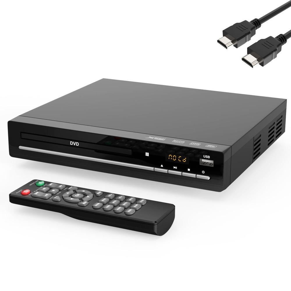 Region Free DVD Player with 1080p HDMI Upscaling, Compact Multi-Format CD/DVD…