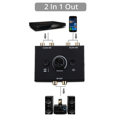 New 1 In 2 Out / 2 In 1 Out RCA Stereo Audio Switch Audio Switcher Splitter