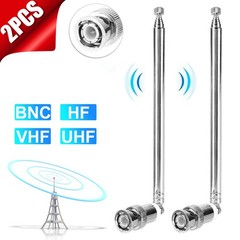 2pcs 7Section Telescopic BNC Antenna Accessories for Radio Scanner AM/FM/UHF/VHF