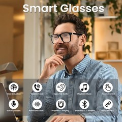 Bluetooth Audio Smart Glasses Blue Light Blocking Open Ear Speaker Voice