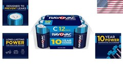 High Energy C Batteries 12 Count – Long-lasting Alkaline Power for Household Use
