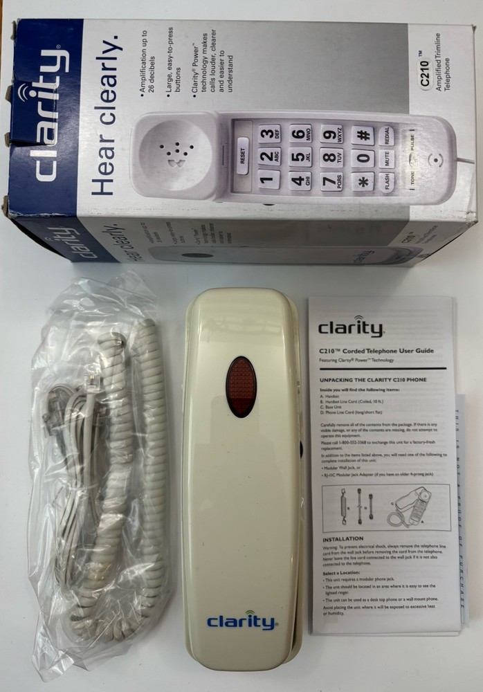 Clarity C210 Amplified Trimline Corded Telephone Hearing Impaired Loud Phone