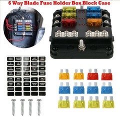 6 Way Car Boot Power Distribution 12/24V Blade Fuse Holder Box Block Panel Board