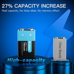 9V Lithium Batteries Kratax USB 9V Rechargeable Batteries and 4in1 Charger Cable