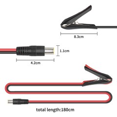 YACSEJAO DC Battery Clips Cable 8mm Male to Clamps 6 feet, Black