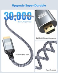 Micro HDMI to HDMI Cable 6FT 4K@60Hz 2K@165Hz Nylon Braided HDR ARC 3D for Pi/PC