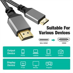 Mini HDMI To HDMI Cable High Speed Cord 4K/60Hz 1080p For HDTV Camera Projector