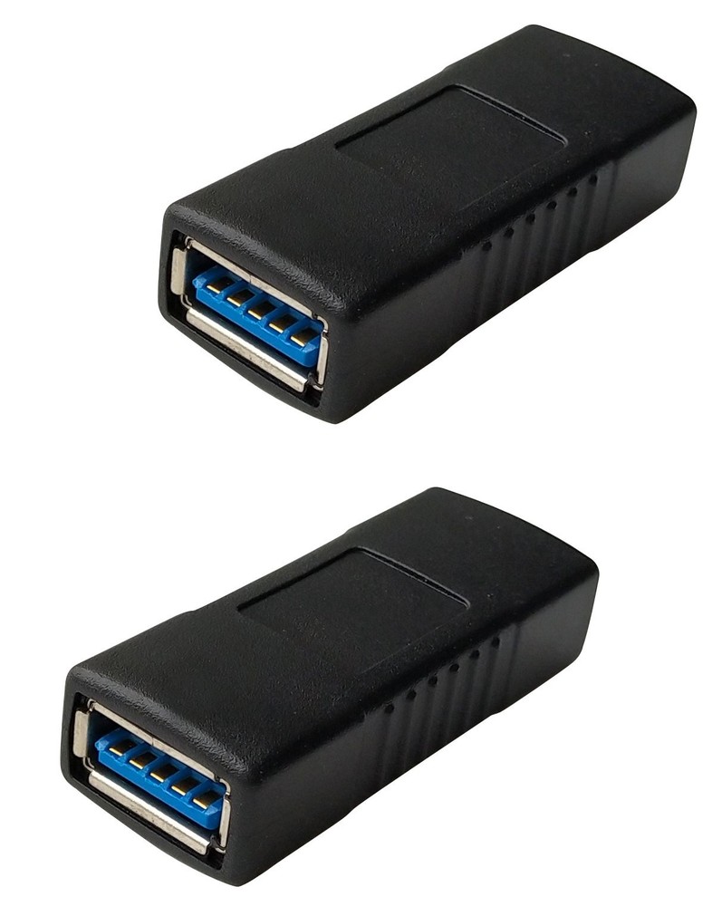 2-Pack USB 3.0 Female to Female Extension Connector Adapter Coupler Blue