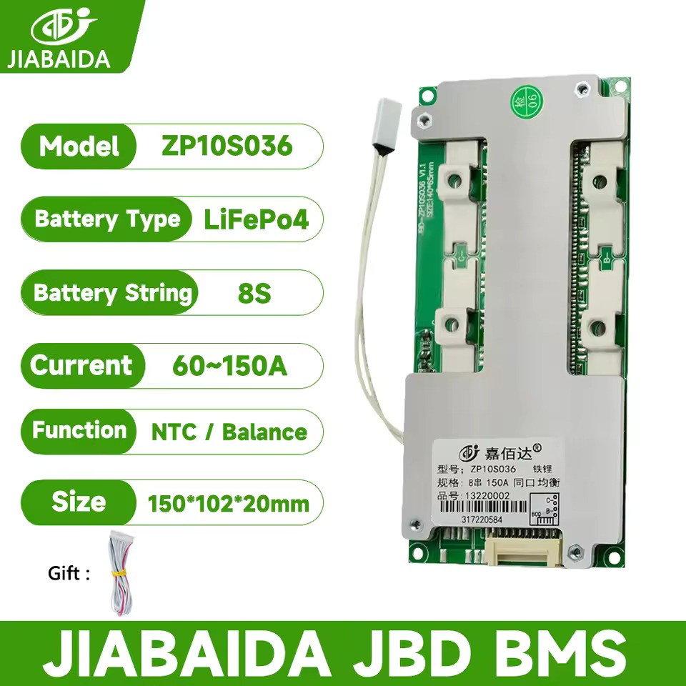 JBD BMS 8S Lifepo4 24V 80A 100A 120A 150A Charge Discharge W/Balance Temp Sensor