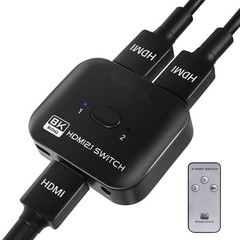 8K HDMI Switch Splitter 2 in 1 Out, Bi-Directional Switcher Support 48Gbps 4K…