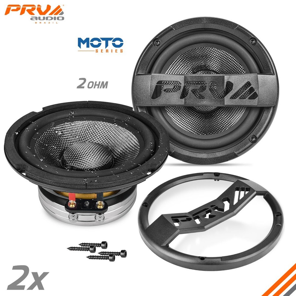 2x PRV 6.5″ Motorcycle Speaker Water Resistant 1200W 2 Ohm MT6MR600 Carbon Fiber