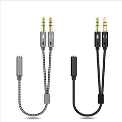 2x 3.5mm Headphone Mic Audio Y Splitter Cable 1 Female to Dual Male Black 8″