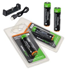 4 pack EdisonBright EBR34 rechargeable 3400mAh Li-ion battery w/XTAR MC1 Charger