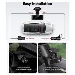 REDTIGER FTNT 128GB Card Voice Control 4K Dash Cam Front and Rear, Touch Screen