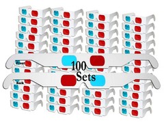 100PCS Anaglyph 3D Cardboard Glasses Red Blue Paper Movie Viewer Universal