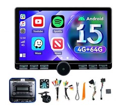 Android 15 4+64G 8-CORE Car Radio Stereo for VW 4GB RAM+64GB ROM-XJG, Black