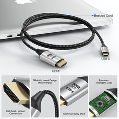 USB C to HDMI Cable Short 1.5FT, 4K USBC to HDMI Cable , Type C to HDMI Cord