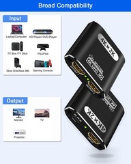 HDMI Splitter 1 In 2 Out – Aluminum 4K Signal V1.4 Powered HDCP Bypass Supports*