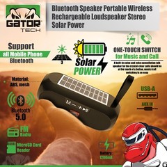 Bluetooth Wireless Portable Speaker Solar Power Stereo Bass USB SD FM Radio LOUD