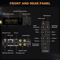 2 Channel Bluetooth Amp: Hifi 300W X2 Stereo Amplifier with BT 5.2 | HPF | Digit