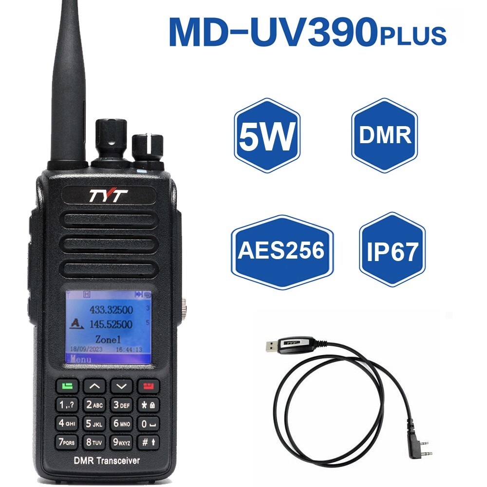 TYT MD-UV390 Plus 5W DMR Digital Radio IP67 AES256 Encryption UV Transceiver
