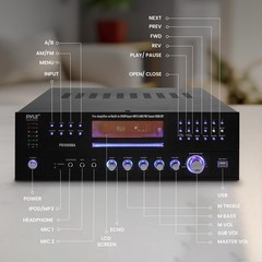 Pyle Bluetooth Home Theater Amplifier Receiver w/ Multimedia Disc Player, 3000 W
