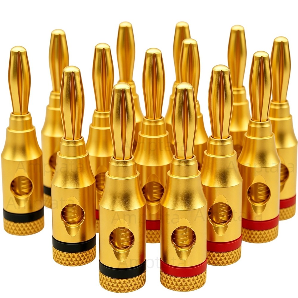 14pcs Banana Plugs 4mm 24k Gold Screw Lock Speaker Wire Audio Jack Connector