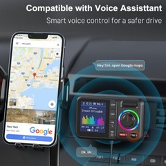 Bluetooth 5.0 Car Wireless FM Transmitter Adapter 2USB PD Charger AUX Hands-Free