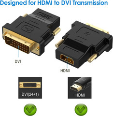 DVI to HDMI Adapter, 2-Pack Gold-Plated 1080P Male to Female Converter (Black)