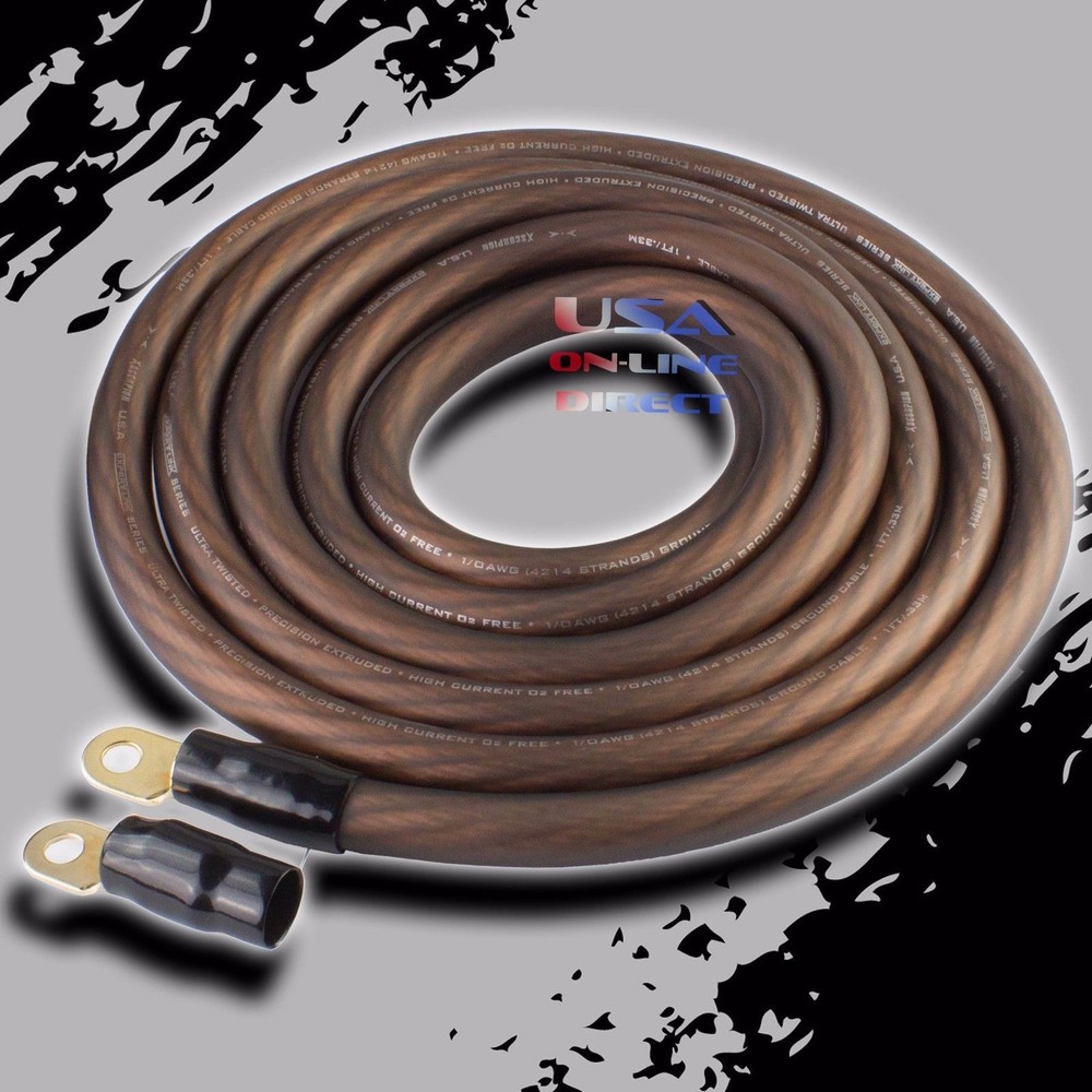 0 Gauge 25 feet BLACK Power 100% OFC Wire Strands Copper Marine Cable 1/0 AWG US
