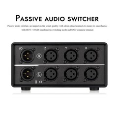 3 Way Audio Mechanical Switcher XLR Balanced Passive Selector Splitter Box Black