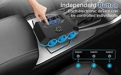 7-in-1 Car Cigarette Lighter Socket 3-USB Charger Splitter Outlet Power Adapter