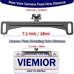 Universal Car Rear View Camera License Plate Bracket, Premium Backup Black