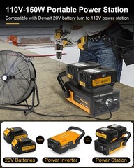 300W Portable Power Supply Inverter Compatible with dewalt 2Pack 20V Battery 6A