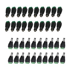 20x Male and 20x Female DC Power Plug Jack Connector 2.1 x 5.5mm for CCTV lot