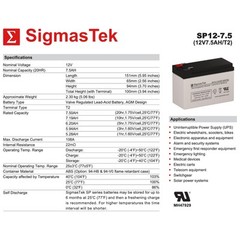 SigmasTek Battery Replacement for Exell Battery EB1280F2, Rechargeable 12V 7.5Ah