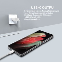45W USB Type C Super Fast Wall PD Charger + 6ft Cable For Samsung S22 Ultra S23