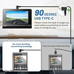 EWAY USB C Dash Cam Power Cord (6.5FT/2M), USB-A 2.0 to 90 Degree 6.5 feet