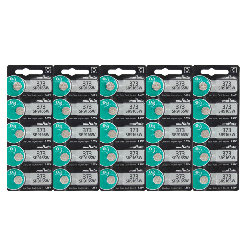 25 Pc Murata 373 SR916SW Silver Oxide Batteries – Replaces Sony