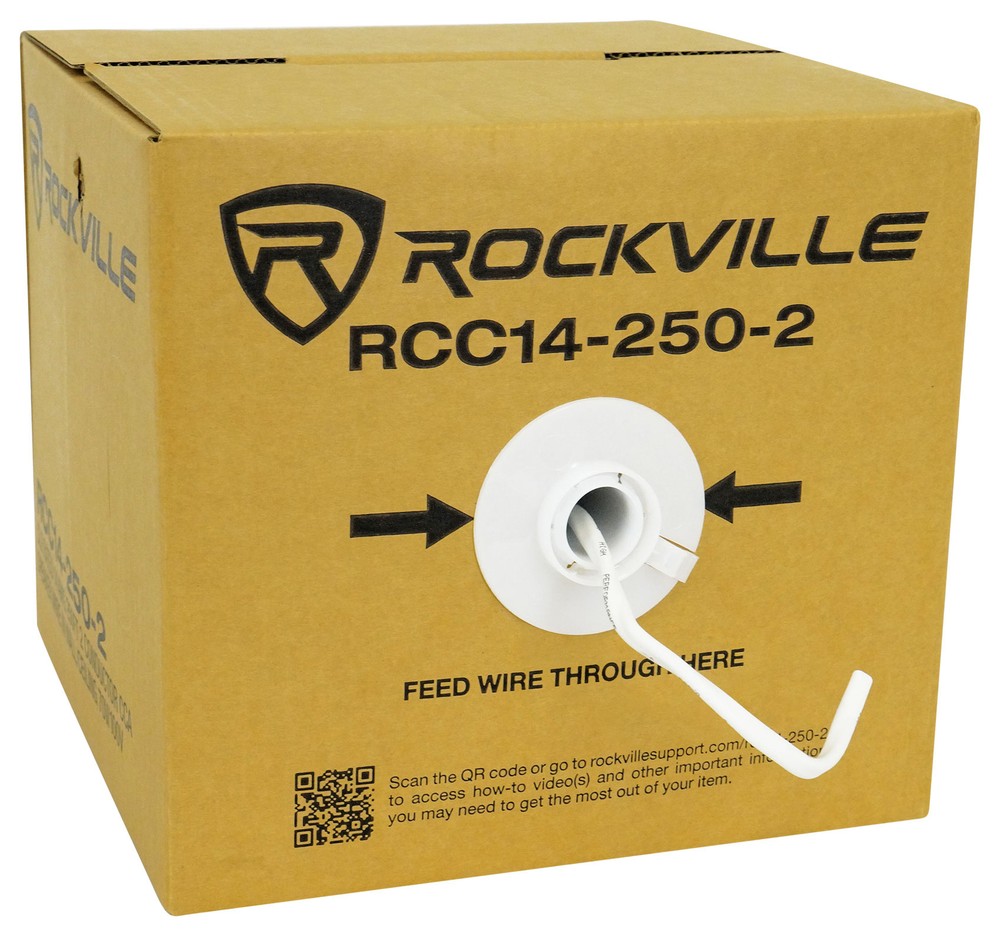 Rockville RCC14-250-2 CL2 Rated 14 AWG 250′ CCA Speaker Wire In Wall Ceiling 70V